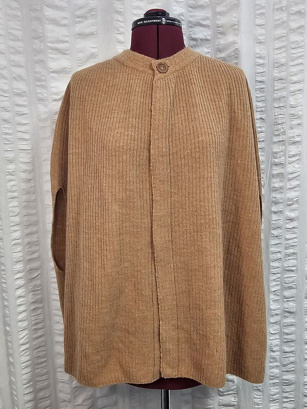 45rpm umi 908 100% Wool Ribbed Knit Cape Poncho Sweater Women Men Unisex